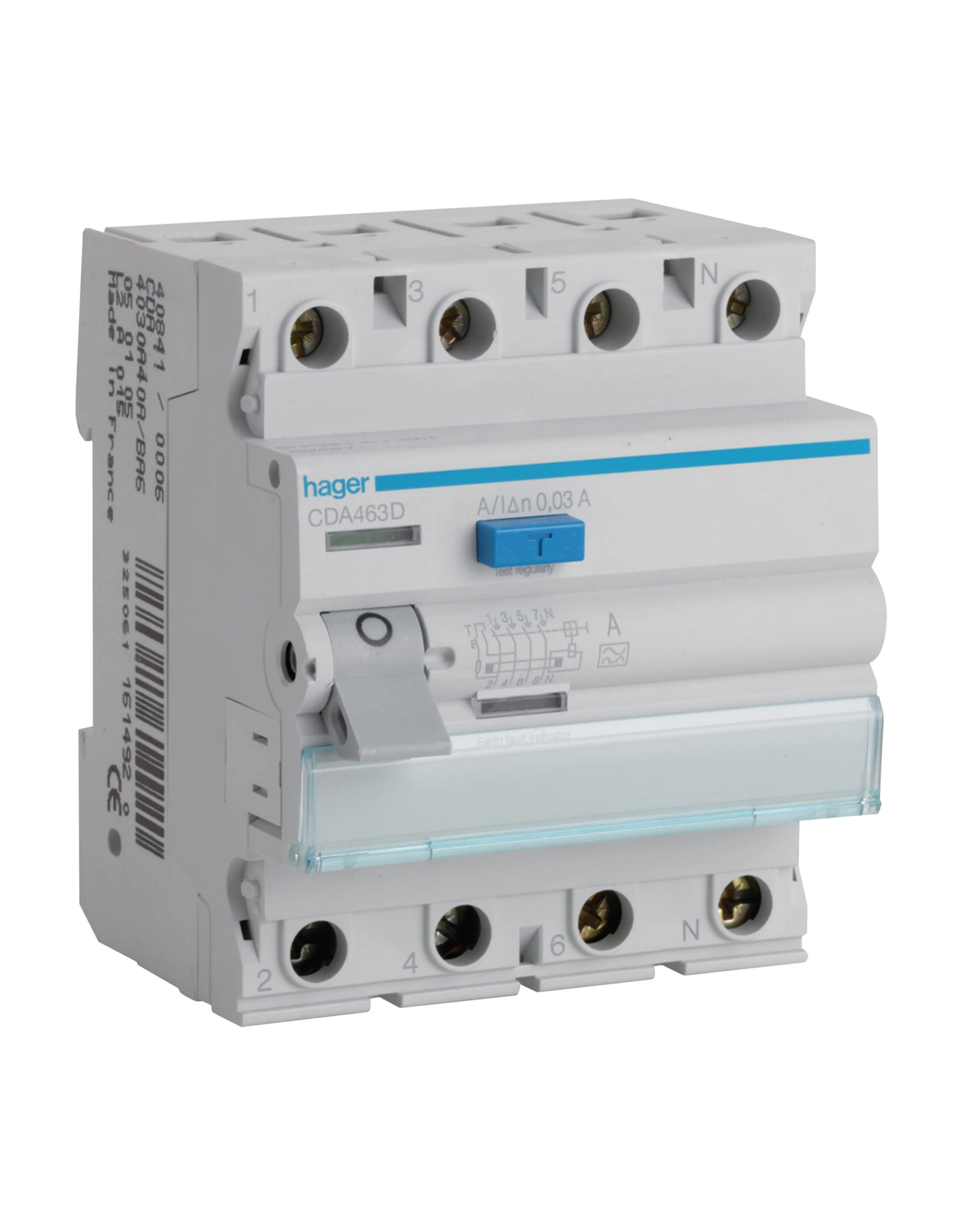 Hager CDC463M RCCB, 4P 63A 30mA Type AC — Hager Drives – Motors – Circuits Protection